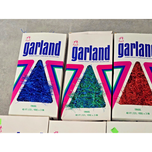 Vintage Tinsel Garland Christmas In Box Unused National Tinsel Co. Lot of 10 - Picture 2 of 7